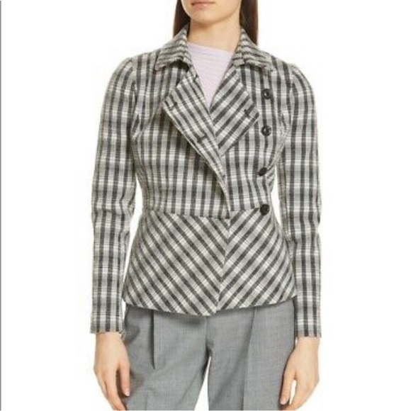 Lewit Jackets & Blazers - NWT Lewit Black/Ivory Chandler Plaid Peplum Coat Blazer Jacket Size XL